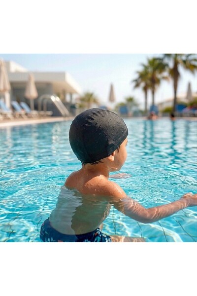 tayuya Children's Pool Cap Set of 2 Micron Fabric Non-Slip Elastic Sea and Swimming Cap (2-16) Years Old