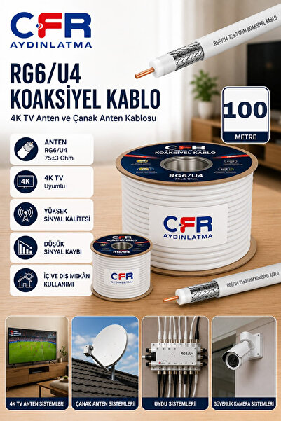 CFR LED AYDINLATM 4K Anten Uydu Kablosu Rg6 U4 Tv Anten Kablosu- 5,10,15,20,2...