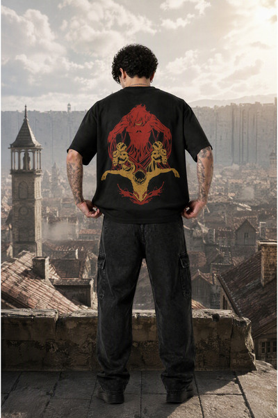 Ninkasiwear Attack On Titan Anime Unisex Oversize 24/1 Pamuk Tişört - Özel Ya...