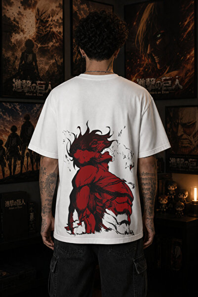 Ninkasiwear Attack On Titan Eren Anime Unisex Oversize 24/1 Pamuk Tişört - Öz...