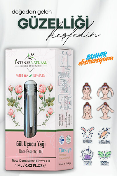 Intense Natural زيت الورد العطري النقي 1 مل، زيت الورد العطري النقي والطبيعي ...