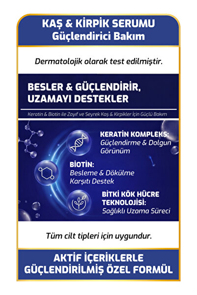 New Essentials Kaş Kirpik Serumu (Keratin Kompleks + Biotin + Bitki Kök Hücre)-10 ml