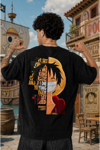Ninkasiwear One Piece Luffy "King of Pirates" Anime Unisex Oversize 24/1 Pamu...