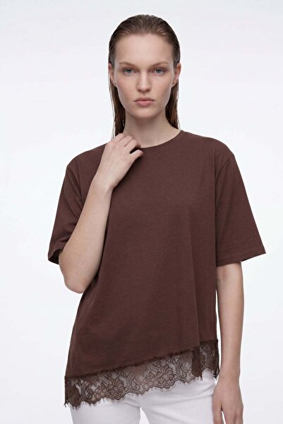 HAKKE Crew Neck Lace Detailed Diver Bluz