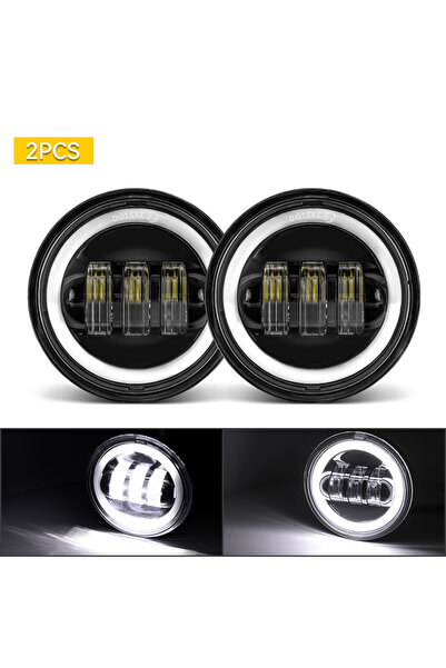 Choice مصباح ضباب LED للدراجات النارية أسود مع هالة، قطعتان، 4.5 بوصة، 30 واط...