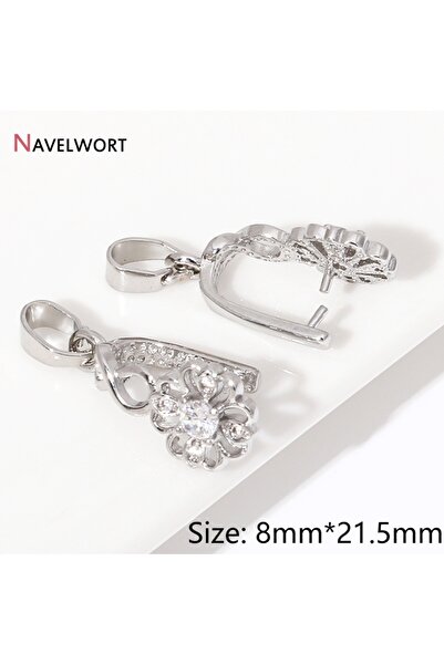 Choice1 2 pieces Rhodium plated 2Pcs 14K Gold Plated Brass With Zircon Pendan...