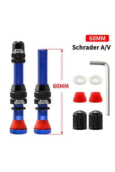 Choice 60mm Blue MUQZI 2PCS 60mm Schrader Valve MTB Road Bike A/V Tubeless Ri...