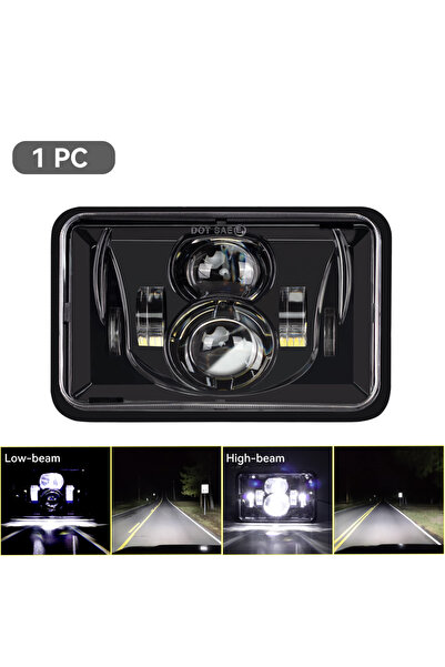 Choice قطعة واحدة لمصباح أمامي LED مقاس 4x6 بوصة عالي/منخفض الإضاءة، أسود الل...