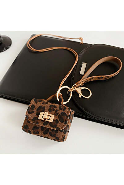 Choice Dark Brown Bag Shape Leopard Print Leather Pendant Necklace Vintage Fa...