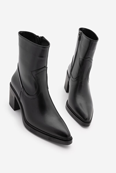 Marjin Damen-Stiefel mit Nähdetails und seitlichem Reißverschluss und Absatz ...