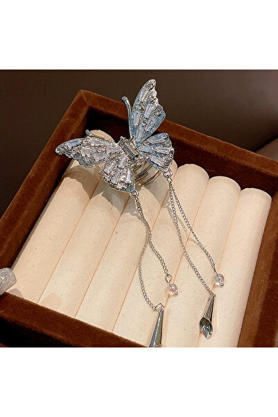Choice Hair Claws GRAY Butterfly Shiny Rhinestones Butterfly Hair Claw Clips ...