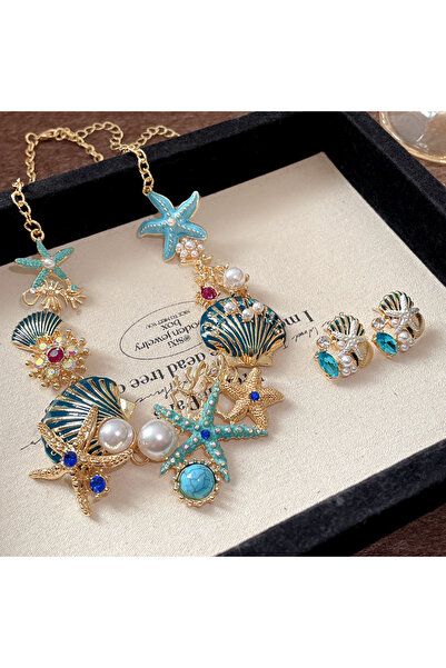 choice2 2 Pcs set 1/2 Pcs Starfish Shell Rhinestones Chokers Necklaces for Wo...