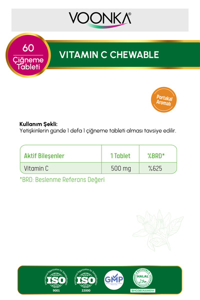 Voonka Vitamin C Çiğneme 60 Tablet