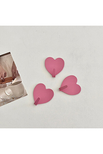 Choice 3pcs rose red-heart Pink Heart Sticky Hooks Wall Decoration Key Hooks ...