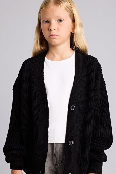 DeFacto Ribbed Knitwear Basic Cardigan for Girls H8383A826Au