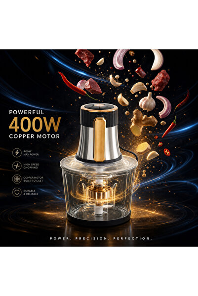 Royal Appliances خلاط طعام كهربائي رويال 3 لتر، محرك 400 واط، 4 شفرات من الفولاذ المقاوم للصدأ، تحكم بسرعتين، وعاء زجاجي شفاف، حماية من الحرارة الزائدة للحوم والخضروات والمكسرات والتوابل RA-CHG-312