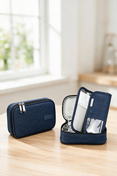 Jubilin Navy Blue Insulin Cooler Travel Case, Diabetic Medication Organizer B...