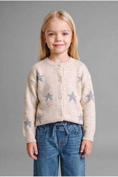 DeFacto Yıldız Desenli Bisiklet Yaka Triko Basic Hırka Kız Bebek I4958A526WN