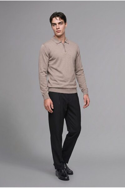 DeFacto Standard Fit Half Zip Polo Collar Knitwear Basic Sweater H7595Ax26Au