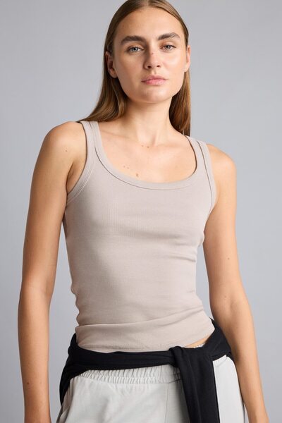 DeFacto Slim Fit Basic Στρογγυλή λαιμόκοψη Ριμπ Μπεζ Αθλητικό Μπλουζάκι E5539...