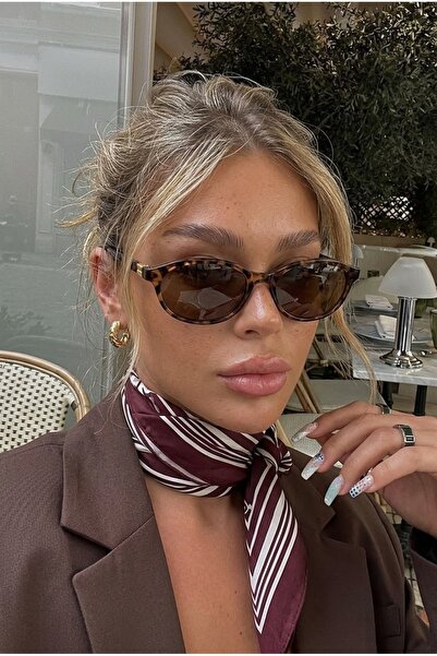 Chunky Frame Wuhley Ellipse Leopard Frame Brown Unisex Ultra Light Uv400 Filt...
