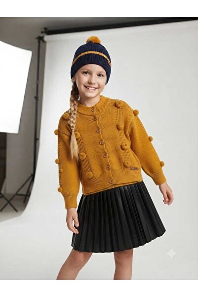 Hilal Akıncı Kids Girl's Pompom Knitwear Set