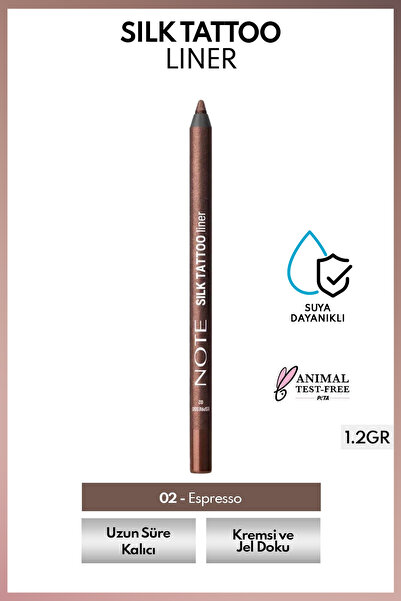 NOTE Silk Tattoo Liner Suya Dayanıklı İpeksi Jel Göz Kalemi - 02 Espresso - K...