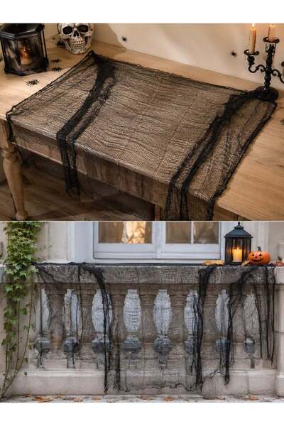 Parti Adresi Halloween Cadılar Bayramı Dekorasyonu Siyah File Örtü 76x198 cm