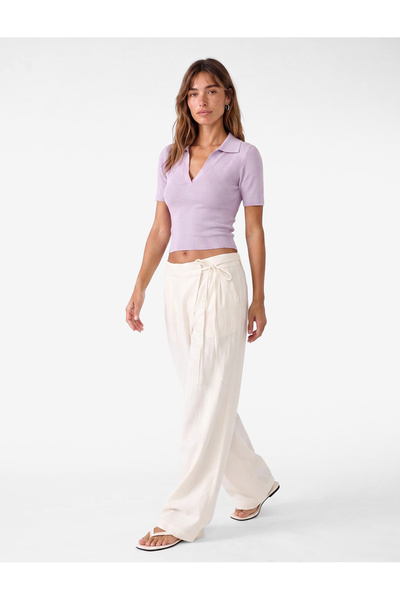Koton slim fit Pulover tricotat cu mânecă scurtă, cu decolteu în V și sclipici