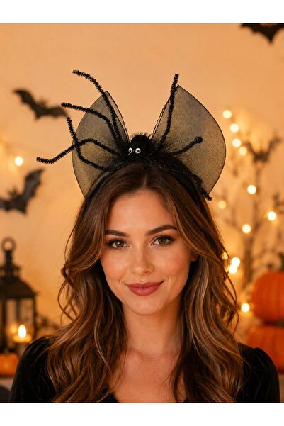 Parti Adresi Örümcek Figürlü Halloween Parti Tacı Kurdeleli Cadılar Bayramı A...