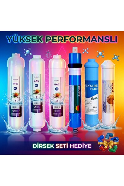 Buzsu Alkalix 6 Aşama Su Arıtma Filtre Seti Cift GAC 1. sınıf