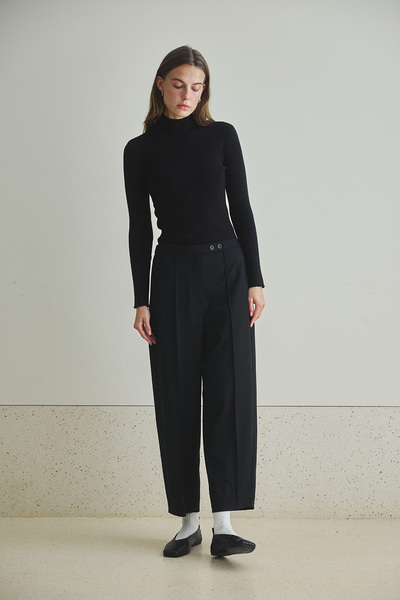 BE BLUE Black Barrel Fit Pants