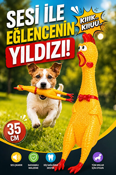 House Bird 35 Cm Sesli Öten Horoz Köpek Oyuncağı Dayanıklı Eğlenceli Sıkılabi...
