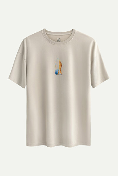 KAFT Tricou crem pentru bărbați, supradimensionat/relaxat - 100% bumbac |   (...