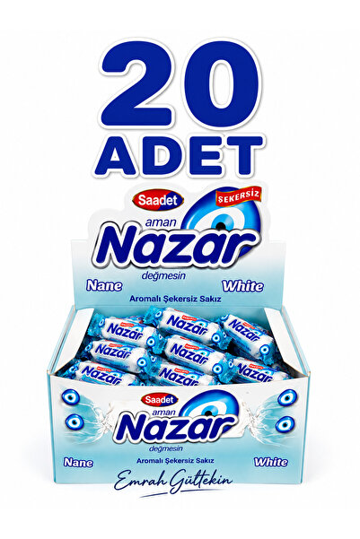 Emrah Gültekin Nazar Sakız Nane Aromalı Şekersiz 20 Adet Tekli Paket Ferahlat...
