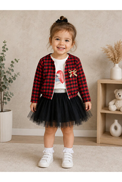 Yuvam Baby Girl's 3-Piece Set Skirted Children's Outfit Skirt Badi Cardigan