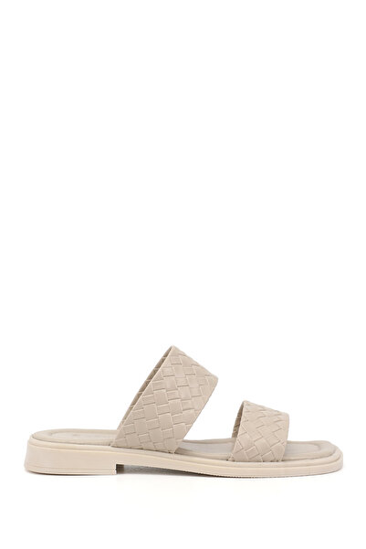 GÖNDERİ(R) Women's Beige Double Strappy Casual Shoes Slipper