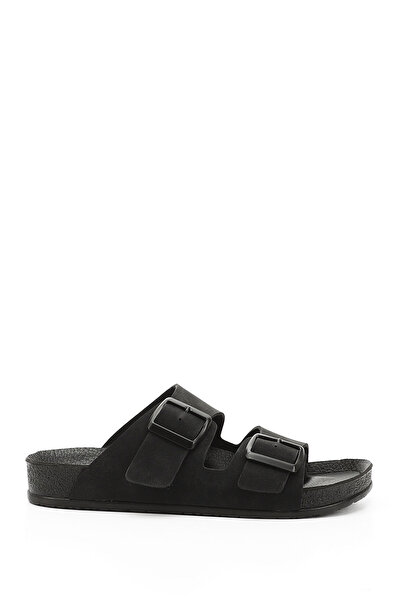 GÖNDERİ(R) BLACK Women's Daily Slippers with Heart Buckle 34048