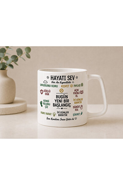 shop HAYATI SEV MOTİVASYON YAZILI TASARIM KUPA