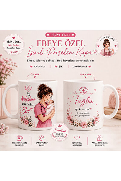 Sultan magnet hediyelik Kişiye Özel İsimli Çift Taraflı Ebe Kupası – Ebeye Öz...