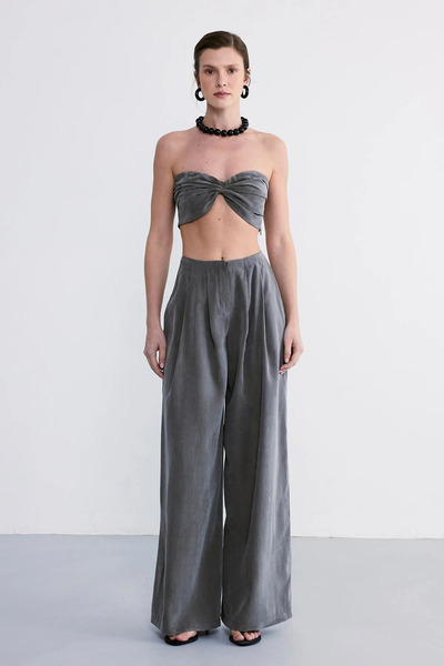 FACETTE Lace Crop Pantolon Takım Haki