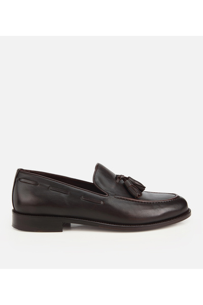 Hotiç Erkek Deri Kahverengi Püskül Detaylı Klasik Loafer