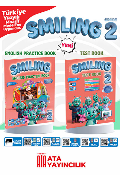 Ata Yayıncılık 2. Sınıf Smiling English Practice Book + Smiling Test Book Set