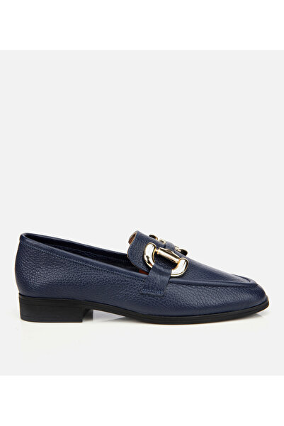 Hotiç Kadın Deri Lacivert Tokalı Klasik Loafer
