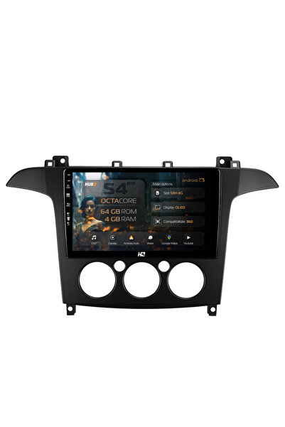 HUB64 Navigație Android Ford S-MAX (2006-2015) Climă manuală, 9 inch, 4GB RAM...