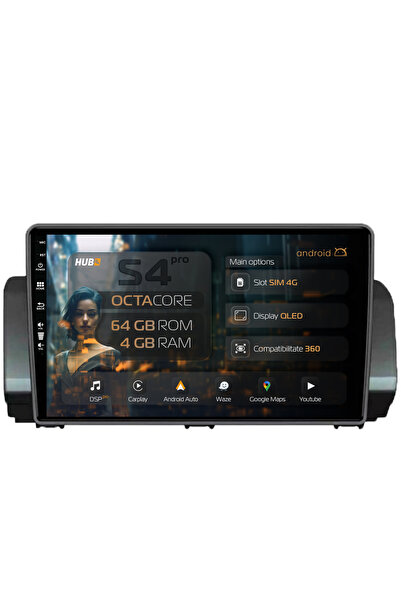 HUB64 Navigație Android Dacia Sandero / Logan (2021-Prezent), 10.1 inch, 4GB ...