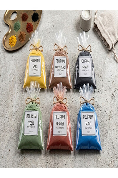 Pelirum Toz Pigment 6 x 100 gr - Dekoratif Taş Tozu Renklendirici Renk Tozu-M...