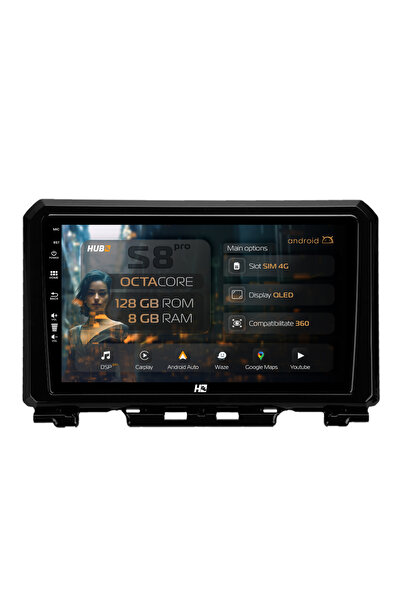 HUB64 Navigatie Android Suzuki Jimny (2018-2022), 9 inch, 8GB RAM, CarPlay si...