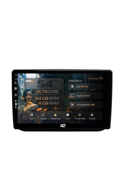 HUB64 Navigatie Android Skoda Fabia (2007-2014), 10.1 inch, 4GB RAM, CarPlay ...