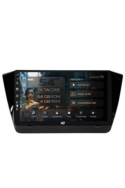 HUB64 Navigație Android Superb 3 (2015+), 10.1 inch, 4GB RAM, CarPlay și Andr...